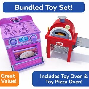 Pink and Red Toy Oven and Pizza Oven Set